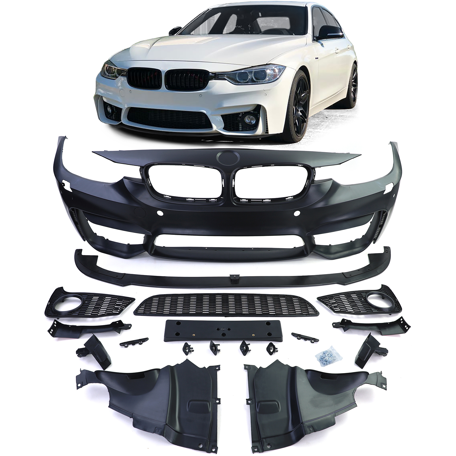 Sport Front Stoßstange + Frontspoiler Lippe + Gitter für BMW 3er F30 F31 F80 ab 2011-2019