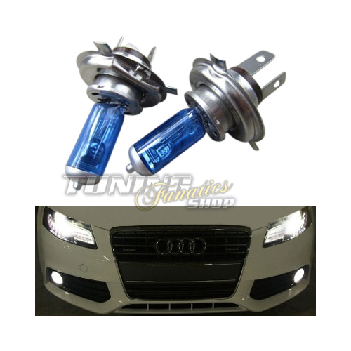 2x Super White H4 XENON LOOK Birnen Lampen E4 FREI #335 für FERNLICHT