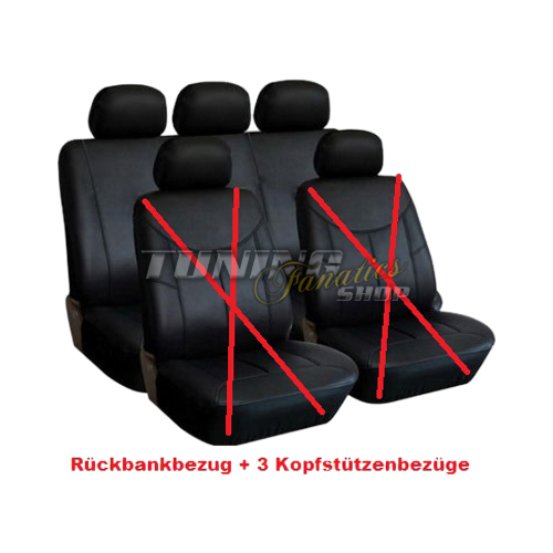 Hochwertiges und Edles Kunstleder Sitzbezug Sitzbezüge Schonbezüge Auto Rückbank Set in Farbe: Schwarz