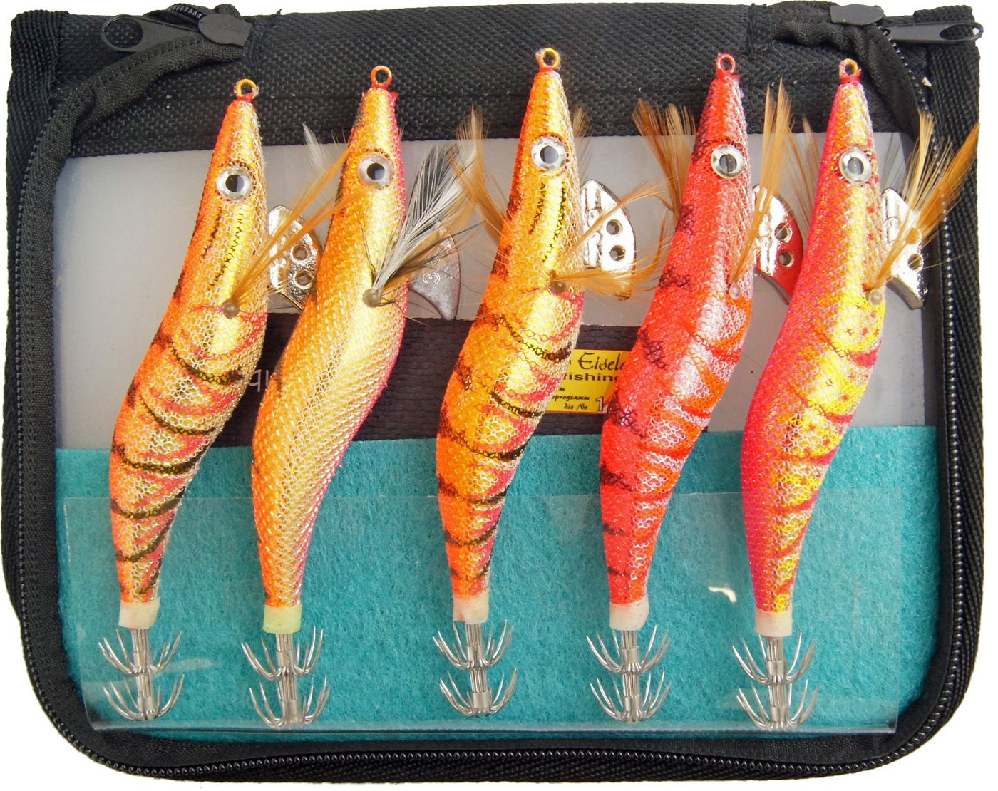 Dieter Eisele Squid-Jigs - 5 Oktopussköder inkl. Tasche