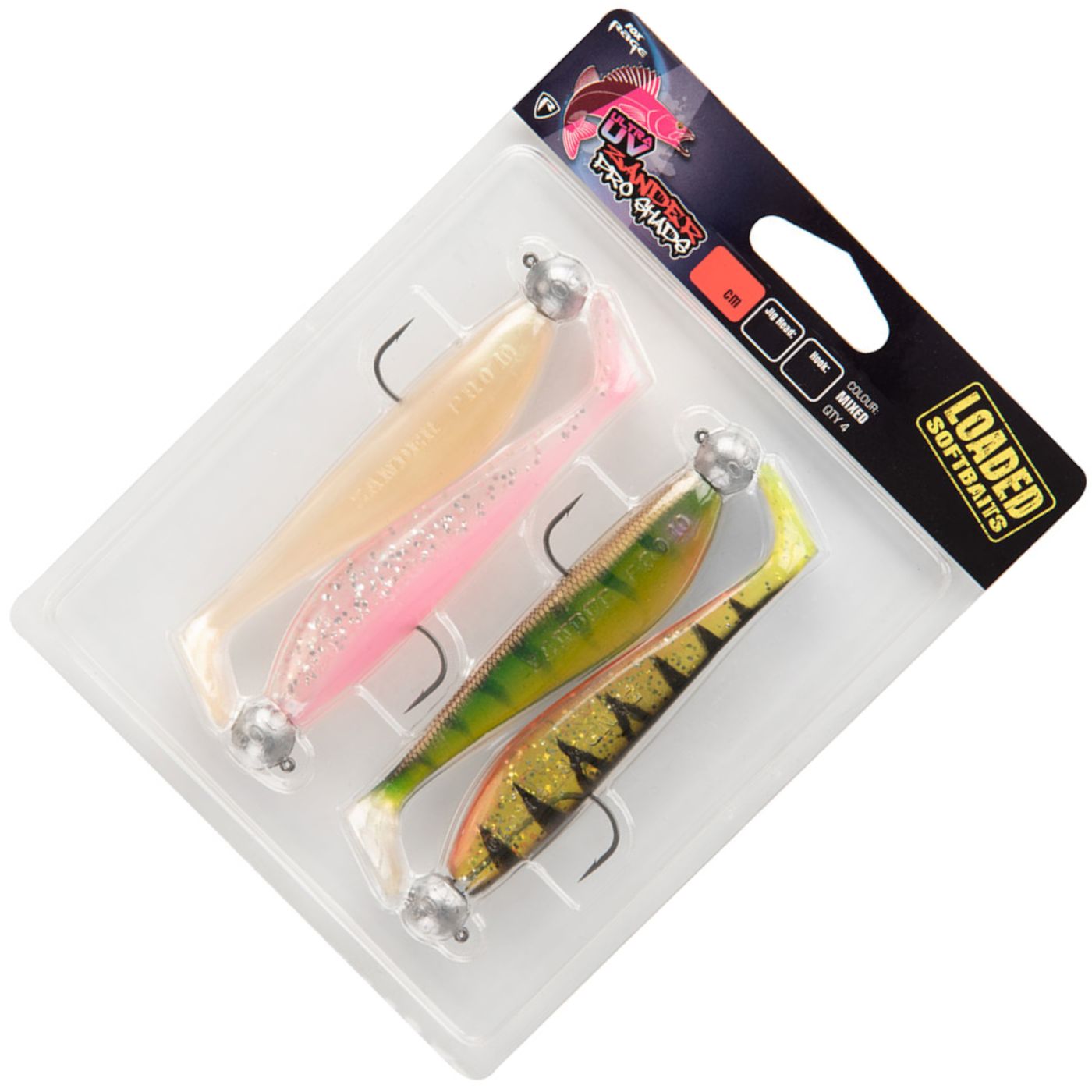 Fox Rage UV Zander Pro Loaded 10cm 10g 3/0 - 4 montierte Gummifische