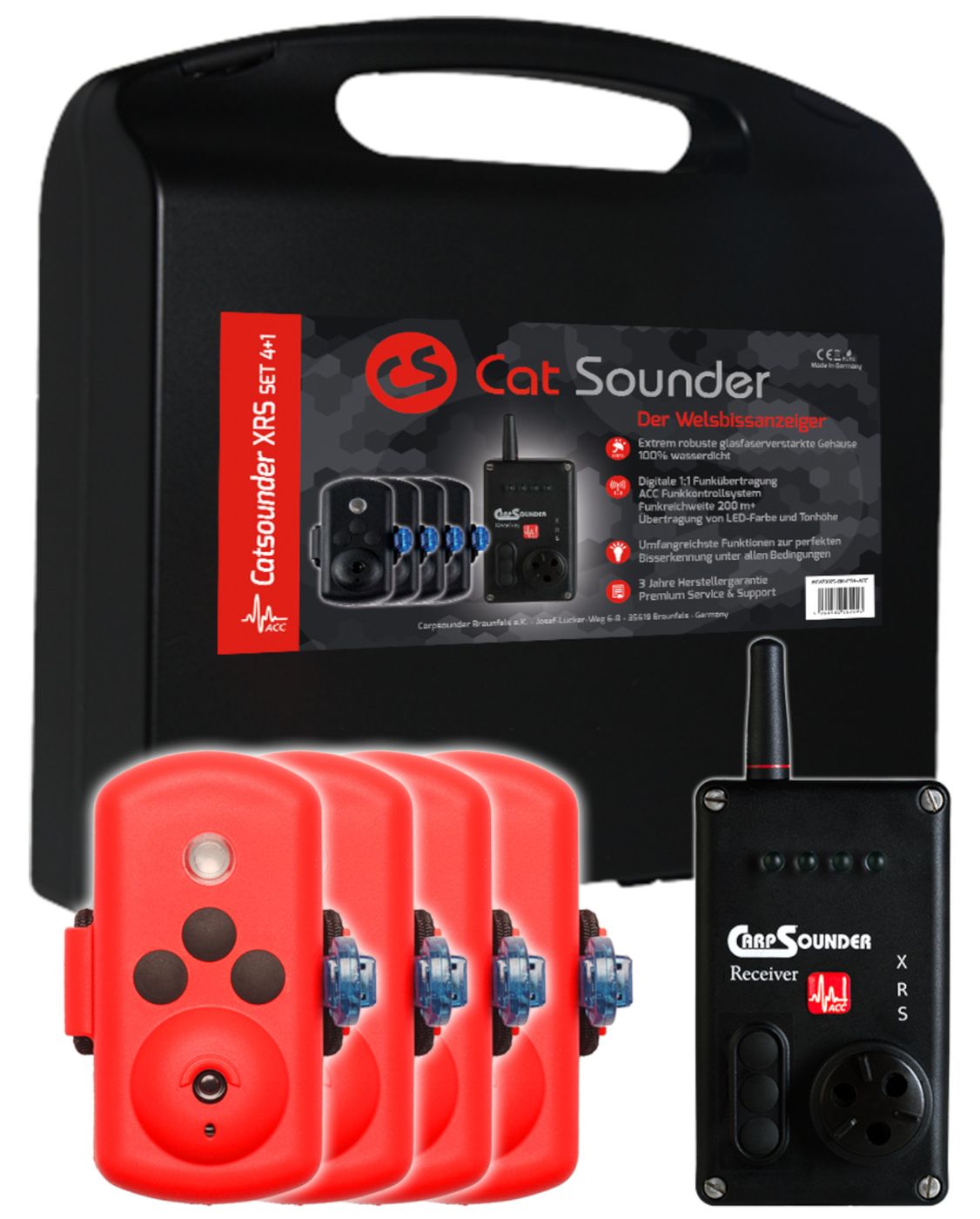 Catsounder 4er Set XRS ACC - 4 Welsbissanzeiger + Receiver