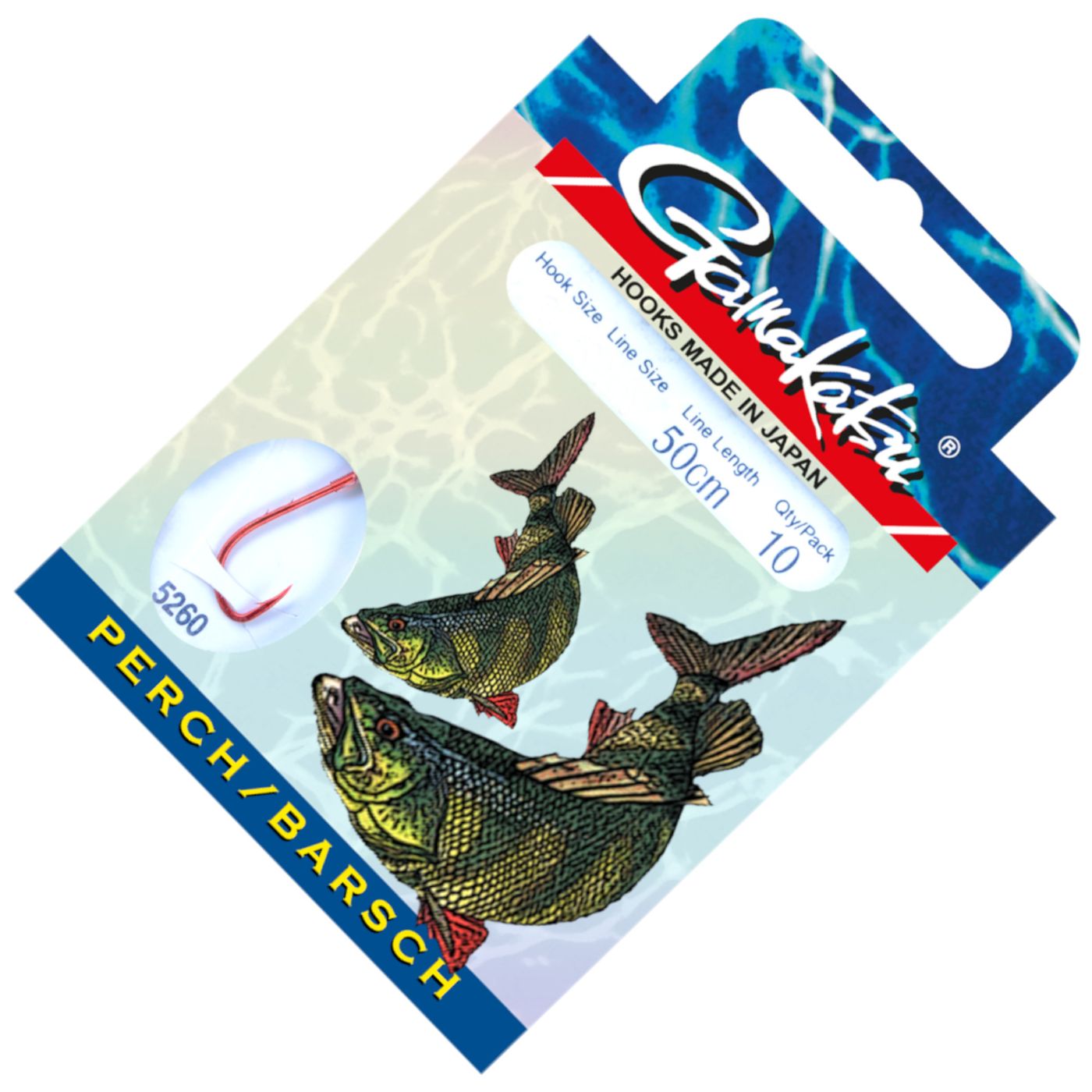 Gamakatsu Perch LS-5260 Haken 50cm Rot - 10 gebundene Wurmhaken