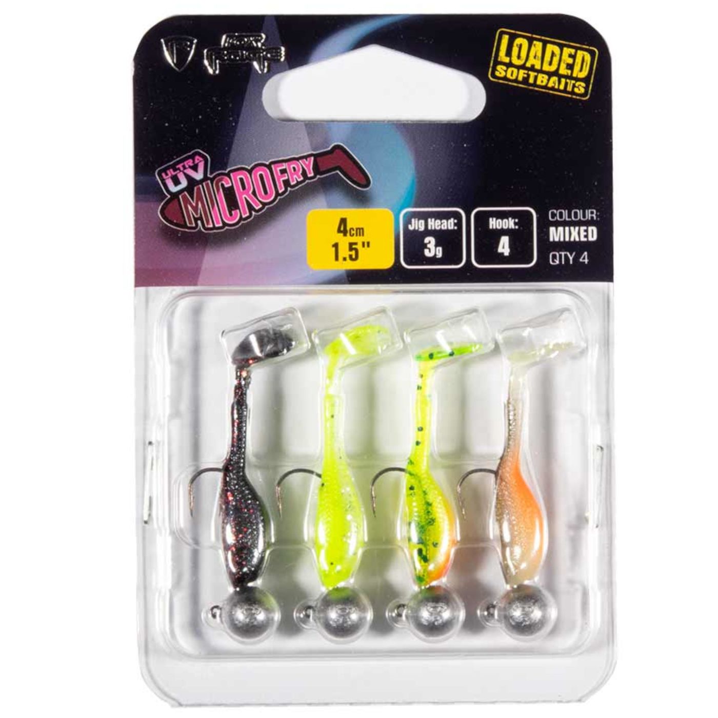 Fox Rage Mini Fry Mixed Pack UV 4cm 3g - 4 montierte Gummifische