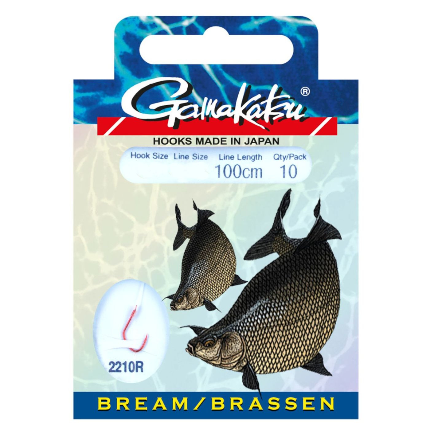 Gamakatsu Brassen LS-2210 100cm Rot - 10 gebundene Angelhaken