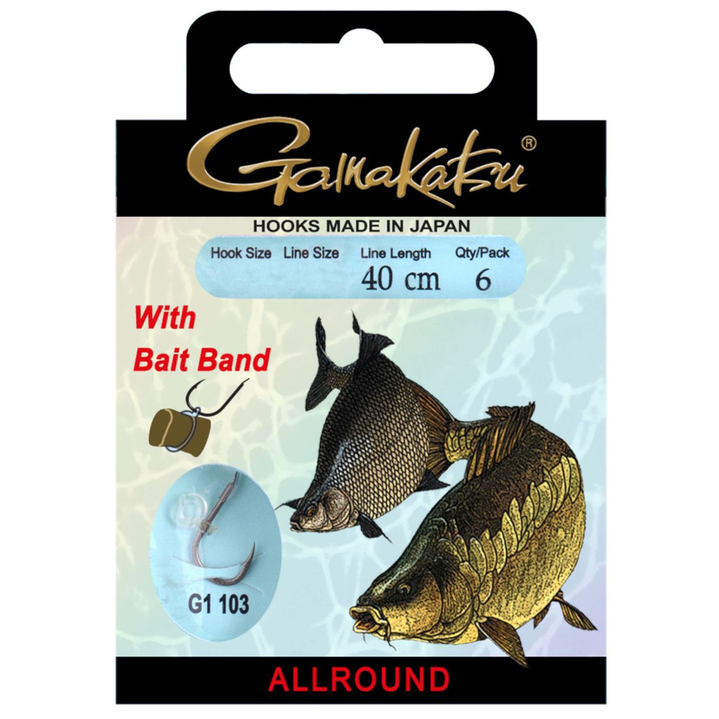 Gamakatsu Bait Band Rig G1-103 40cm Bronze - 6 gebundene Angelhaken
