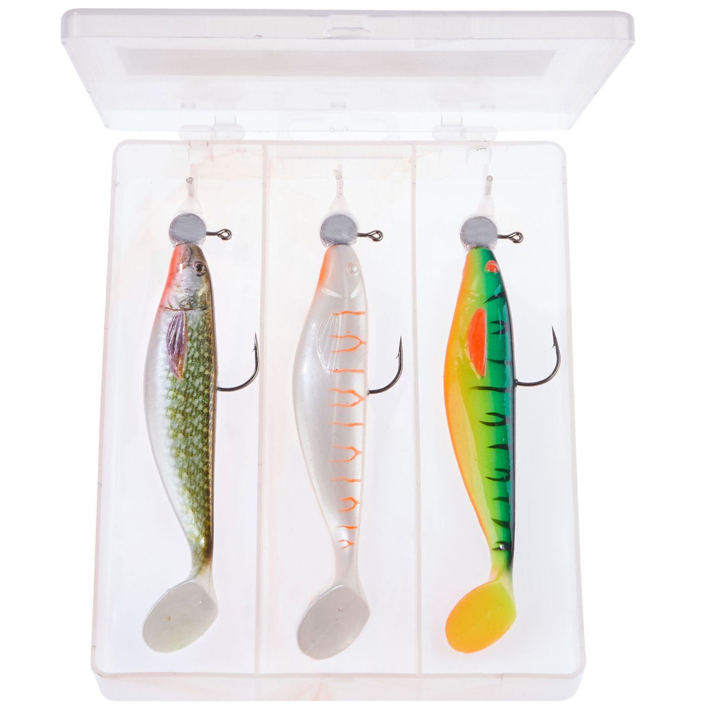 Balzer MK Barsch/Zander Box 4 - 3 Gummifische + 3 Jigköpfe