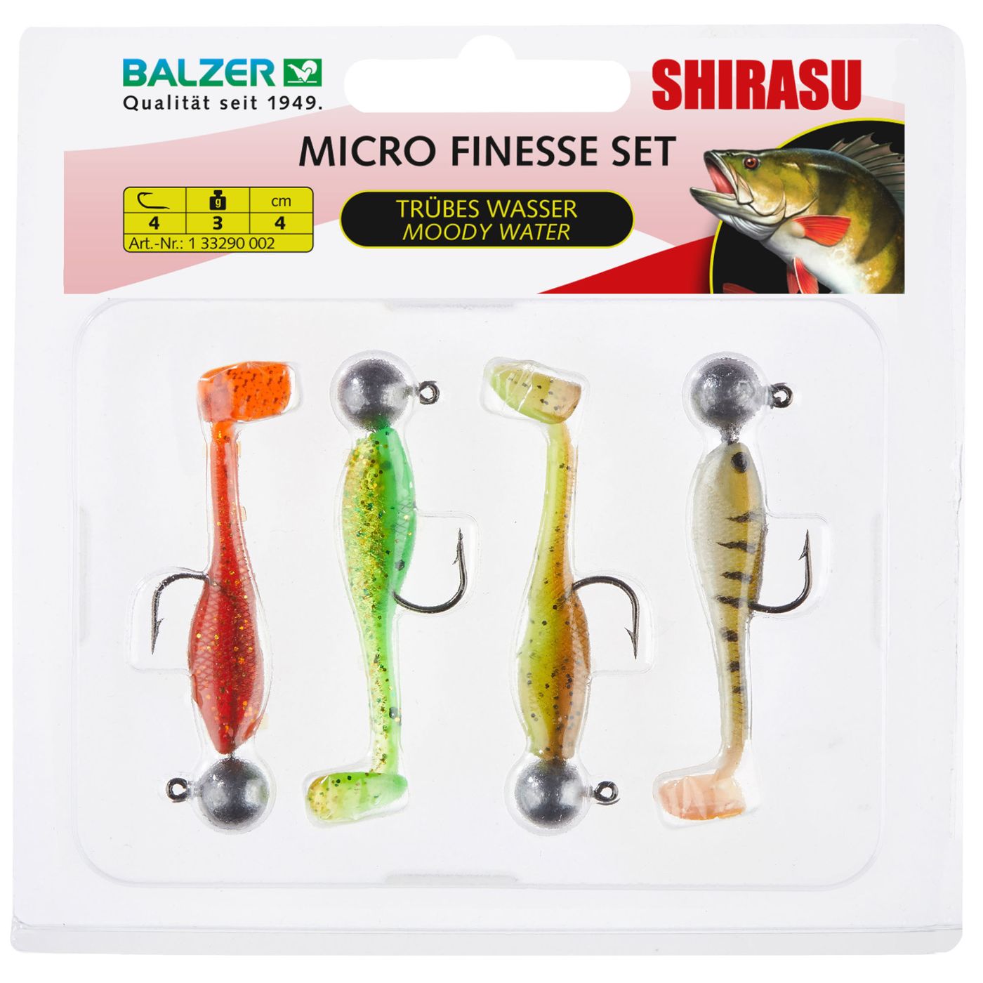 Balzer Shirasu Microköder-Set 4cm 3g - 4 montierte Gummiköder im Set