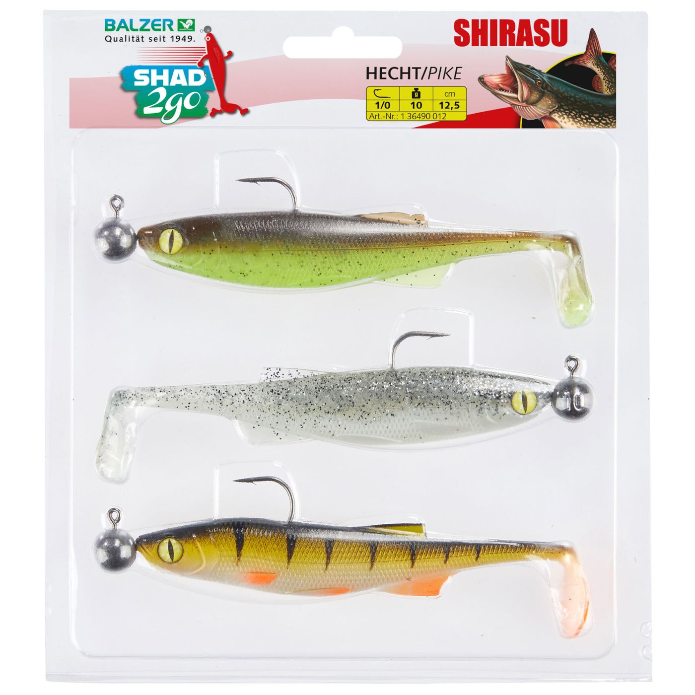 Balzer Shad 2go Set Hecht 12,5cm 10g - 3 Gummifische im Set