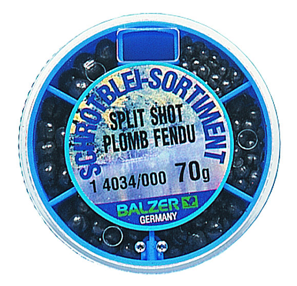 Balzer Bleischrot-Sortiment groß - Dose mit 120g Klemmbleien