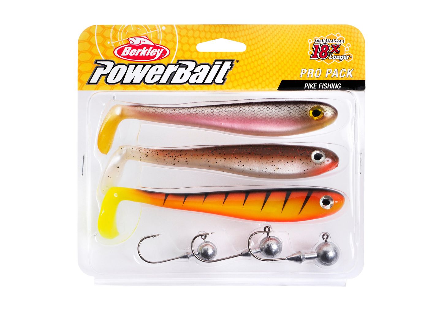 Berkley Pro Pack Pike - 3 Gummifische + 3 Jighaken im Set