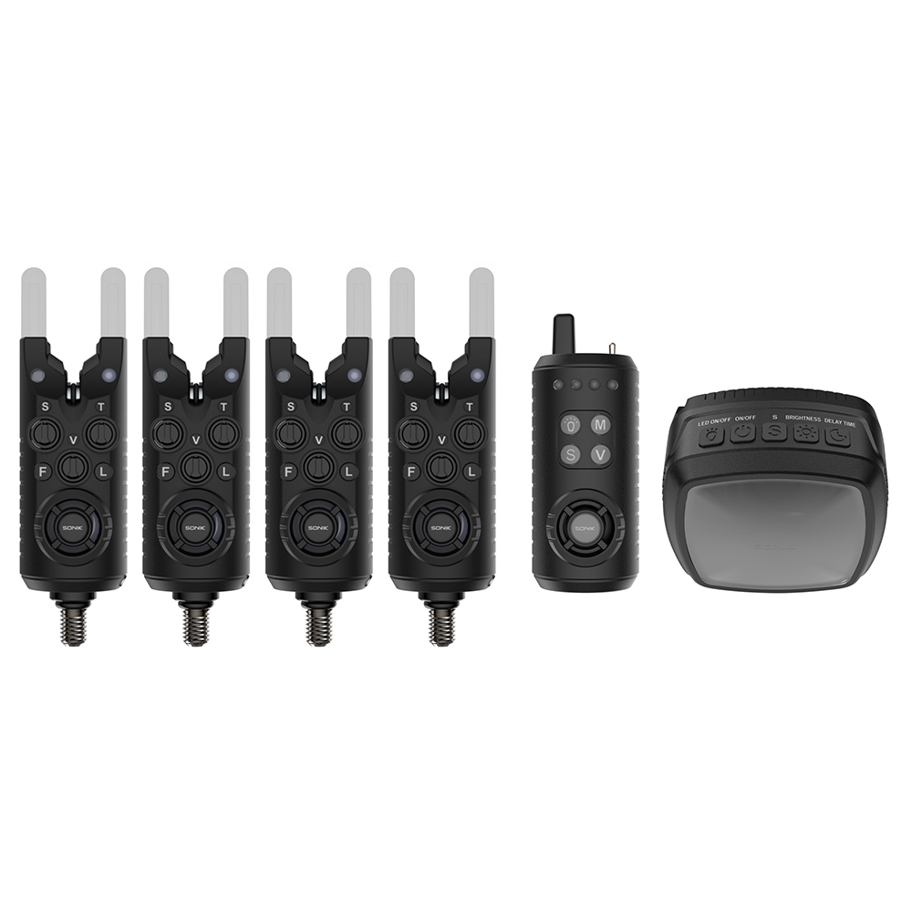 Sonik GIZMO2 Alarm Set 4+1 + Bivvy Lamp - Bissanzeiger Set