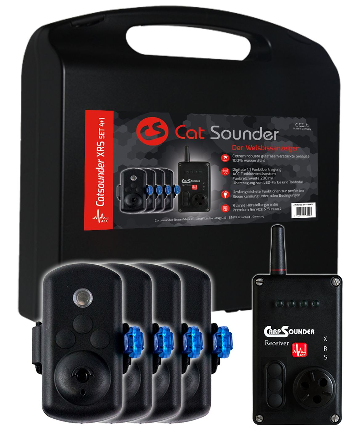 Catsounder XRS 4er Set - 4 Wallerbissanzeiger + Receiver