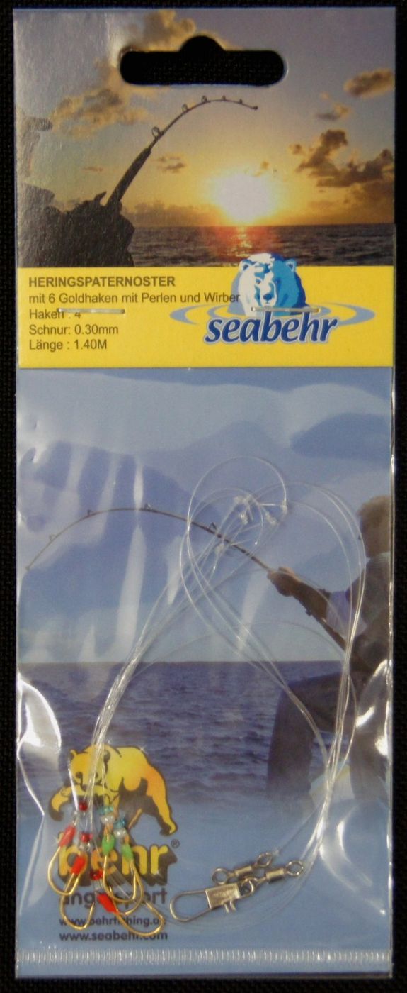 Behr Heringssystem mit Perlen und 6 Goldhaken Gr. 4 140cm