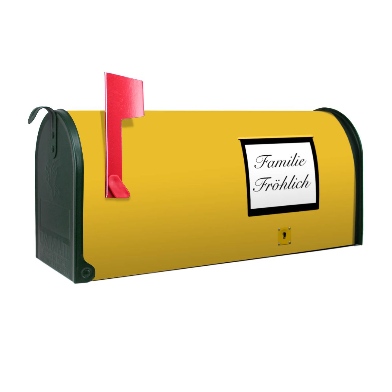 banjado Amerikanischer Briefkasten Grün US Mailbox, Letterbox Postkasten, Stahl Postkasten aus Amerika, Briefkasten amerikanisch mit roter Fahne