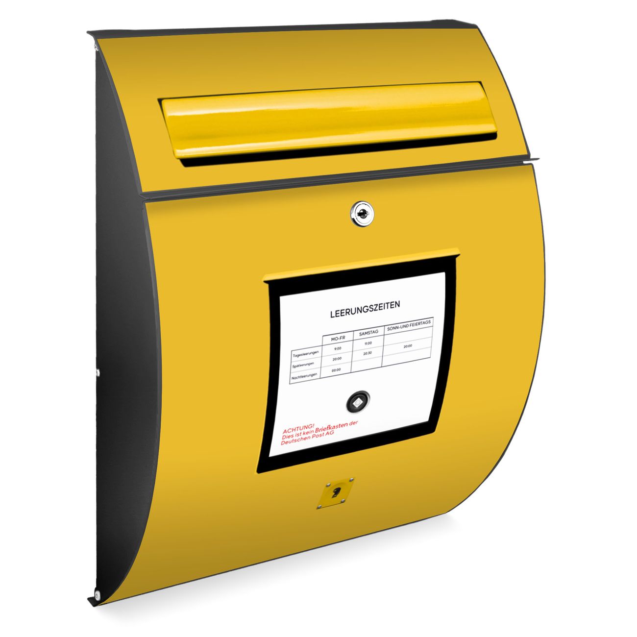 Burg-Wächter Design Briefkasten weiß aus verzinktem Stahl mit Motiv Postkasten, großer Postkasten mit Öffnungsstopp und A4 Einwurf, RAL9010 wetterfest