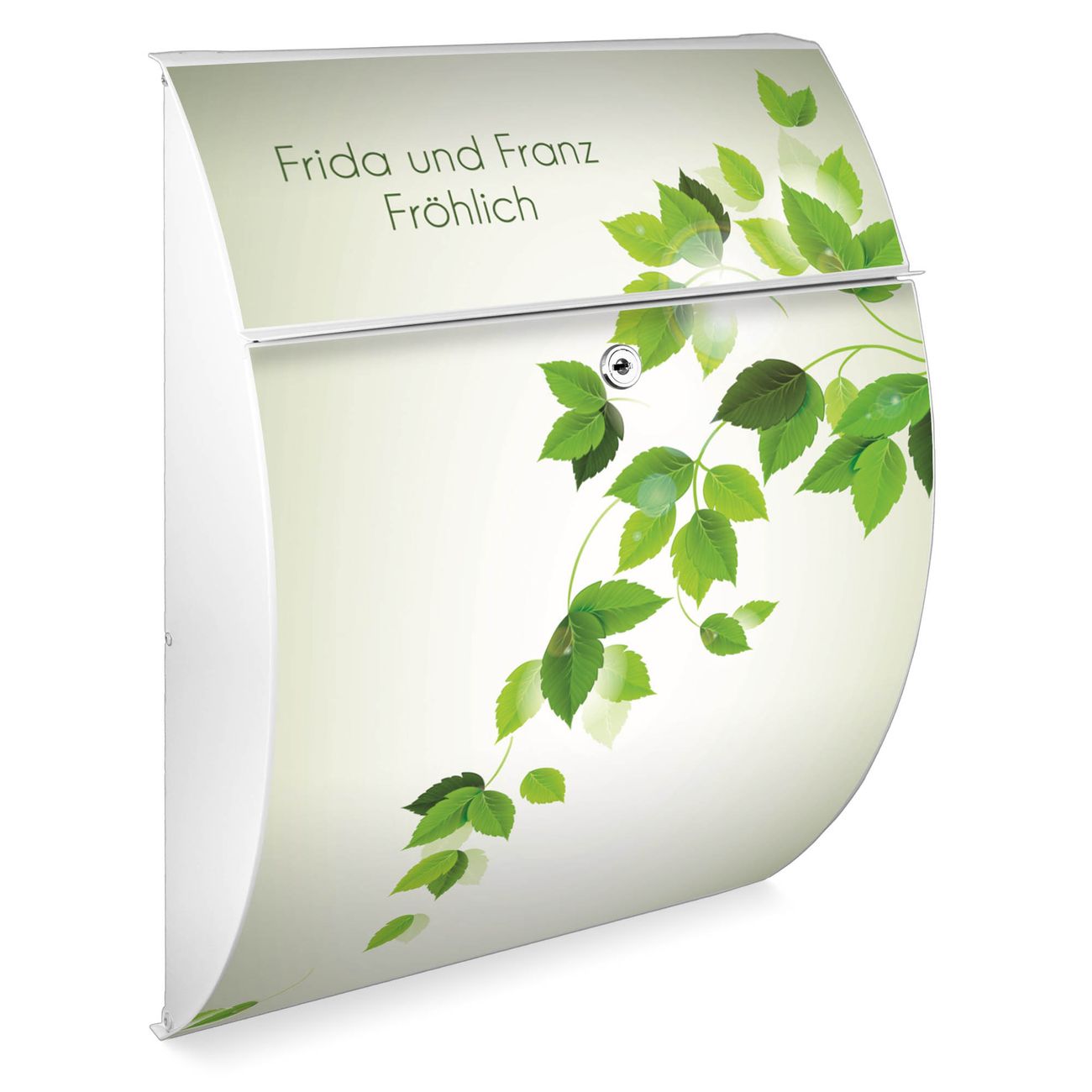 Burg-Wächter Design Briefkasten Anthrazit grau aus verzinktem Stahl mit Motiv Blätterranke, großer Postkasten mit Öffnungsstopp und A4 Einwurf, RAL9018