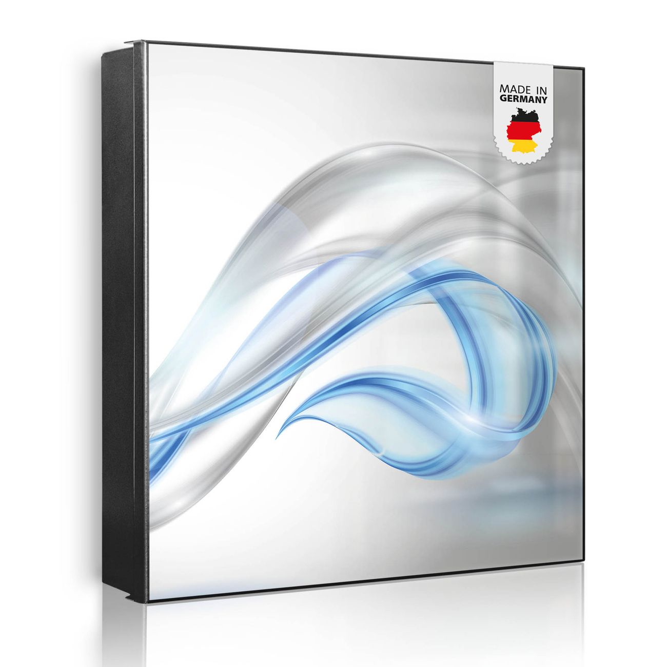 Großer Schlüsselkasten aus Metall von banjado, Schlüsselaufbewahrung 30cm x 30cm mit 32 Haken, Schlüsselbox Motiv Blauer Schleier mit beschreibbarer und magnetischer Front