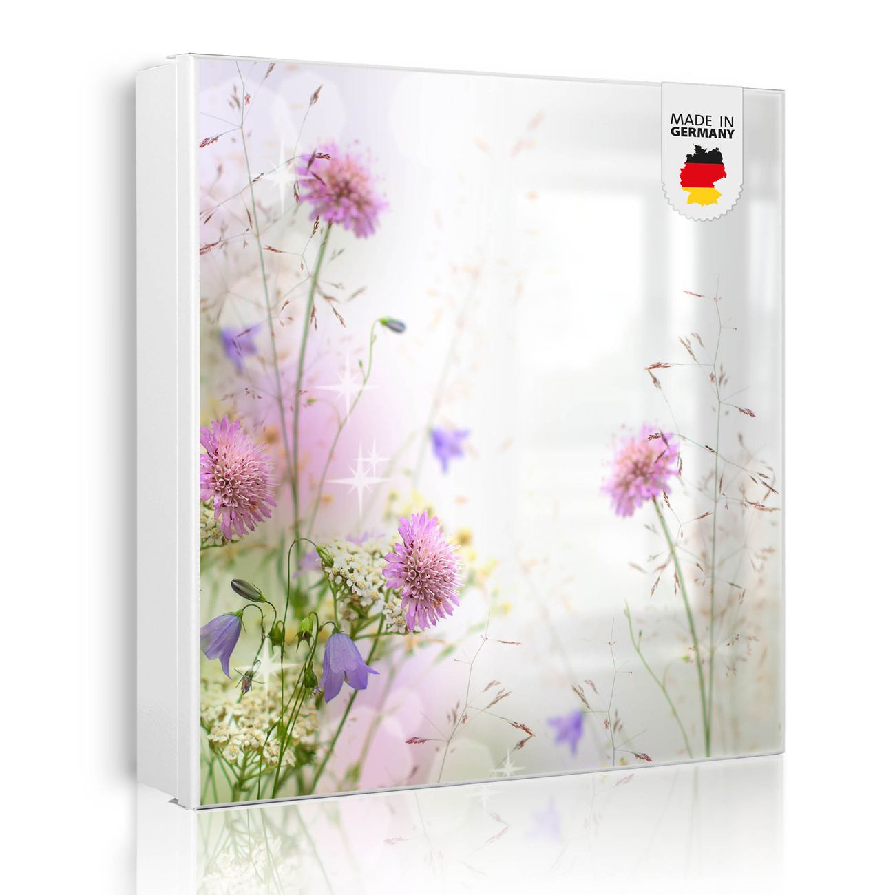 Großer Schlüsselkasten aus Metall von banjado, Schlüsselaufbewahrung 30cm x 30cm mit 32 Haken, Schlüsselbox Motiv Glitzernde Wiese mit beschreibbarer und magnetischer Front
