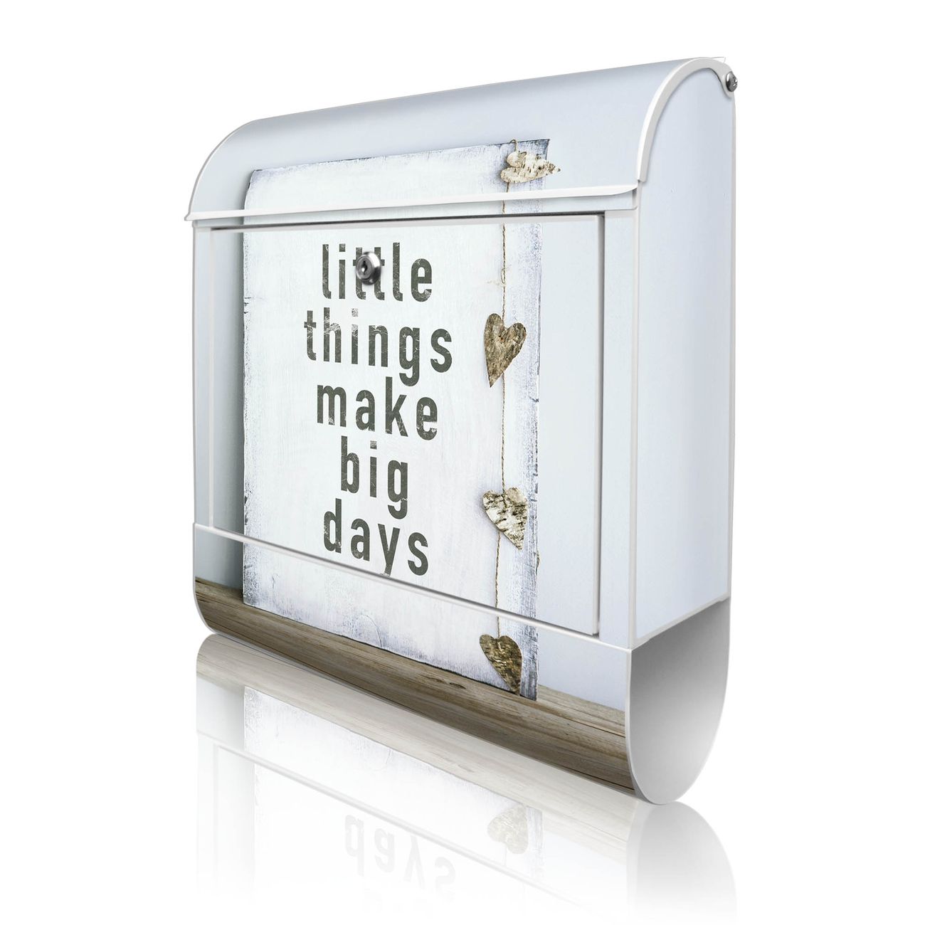 banjado Briefkasten groß weiß kaufen mit Motiv Little Things 38x47x13cm - mit Zeitungsfach pulverbeschichtet - 2 Schlüssel - mit Montageanleitung