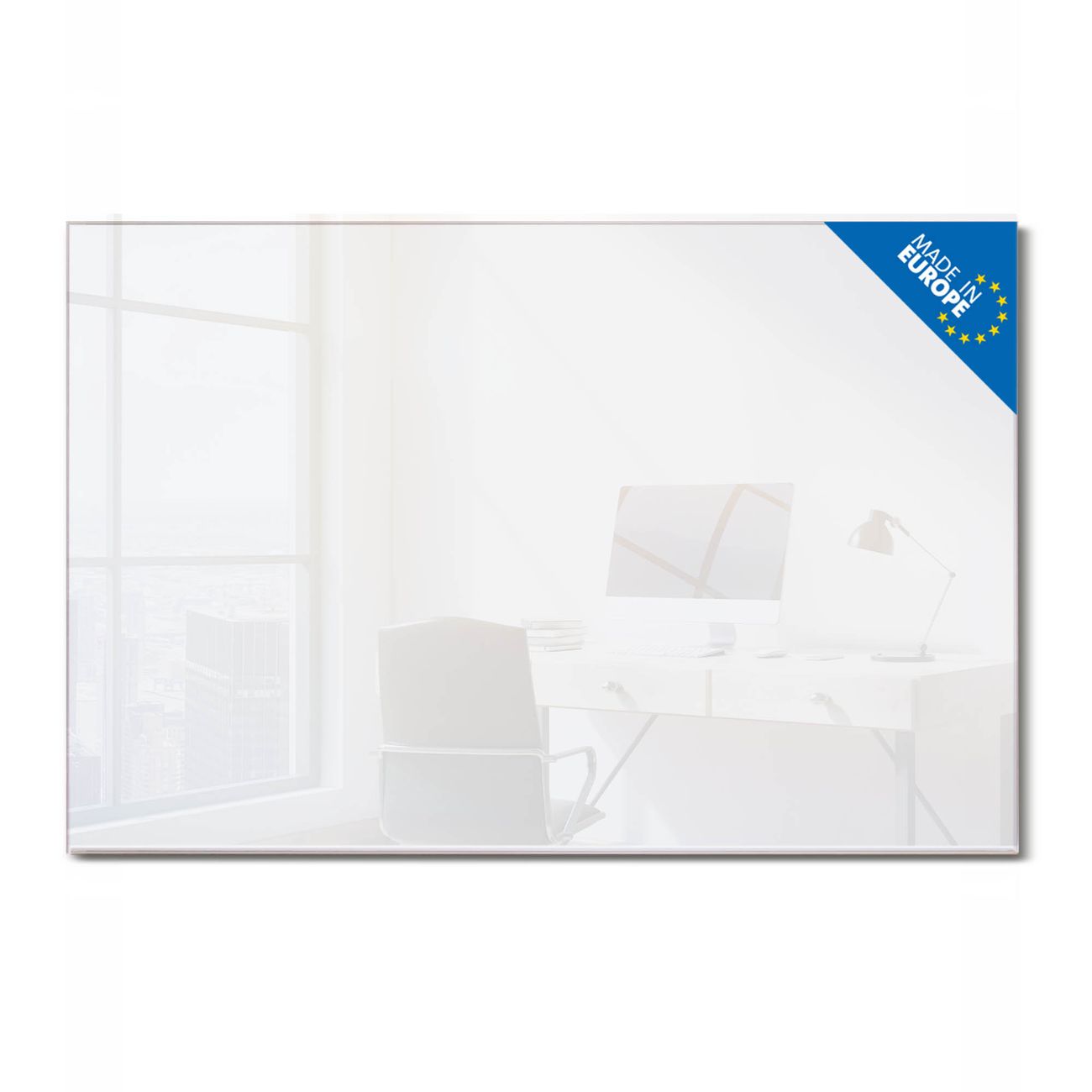banjado Glas Magnettafel Farbe weiß 60 x 40 cm rahmenlos & hochwertig, Querformat, magnetisch & beschreibbar, 4mm starkes ESG Glas