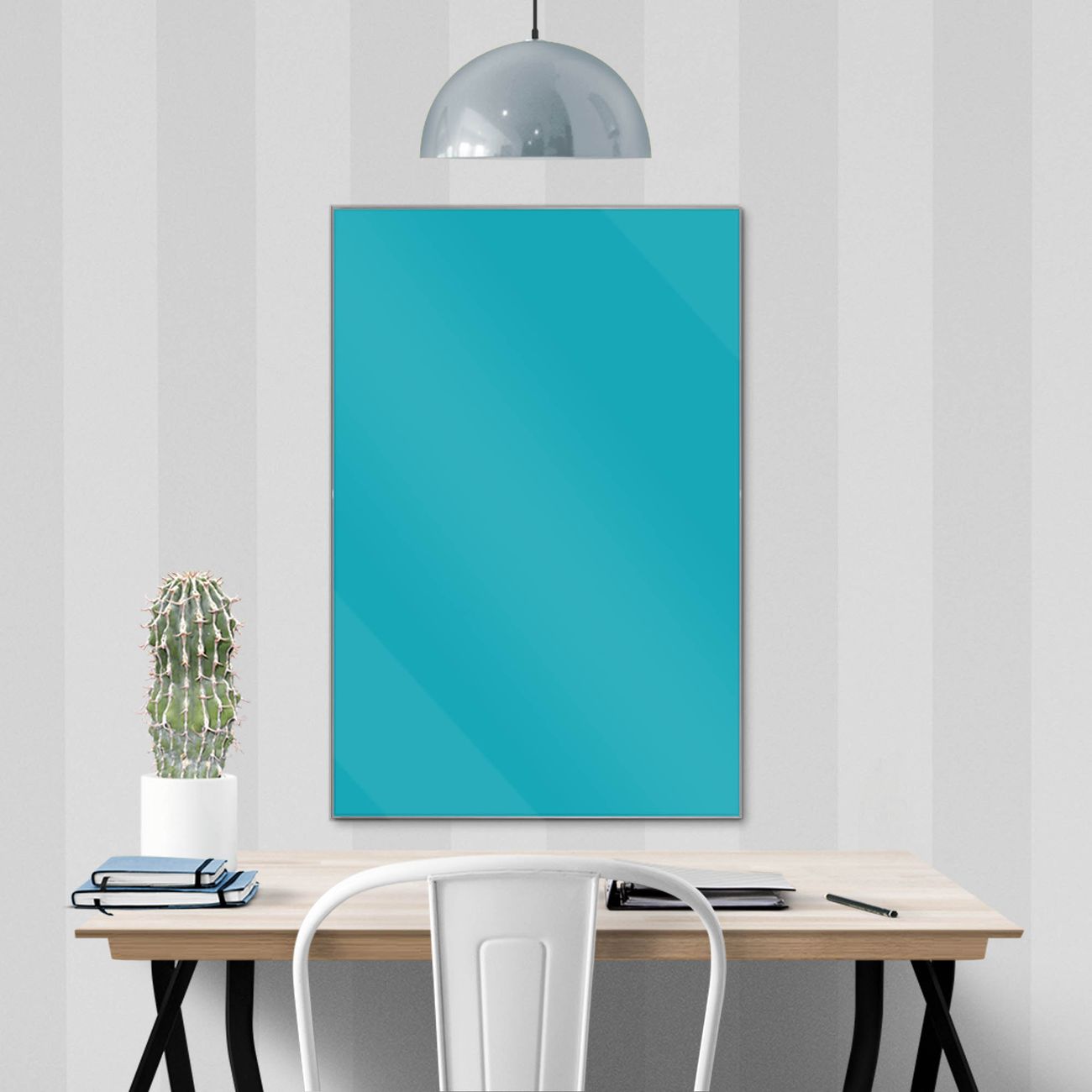 banjado Glas Magnettafel Farbe Türkis 60 x 90 cm rahmenlos & hochwertig, Hochformat, magnetisch & beschreibbar, 4mm starkes ESG Glas