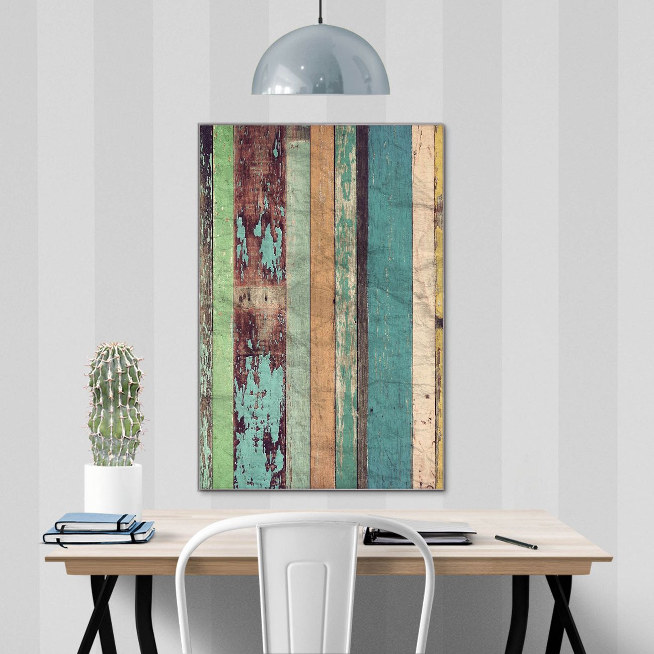 banjado Glas Magnettafel Motiv Bunte Bretterwand 60 x 90 cm rahmenlos & hochwertig, Hochformat, magnetisch & beschreibbar, 4mm starkes ESG Glas