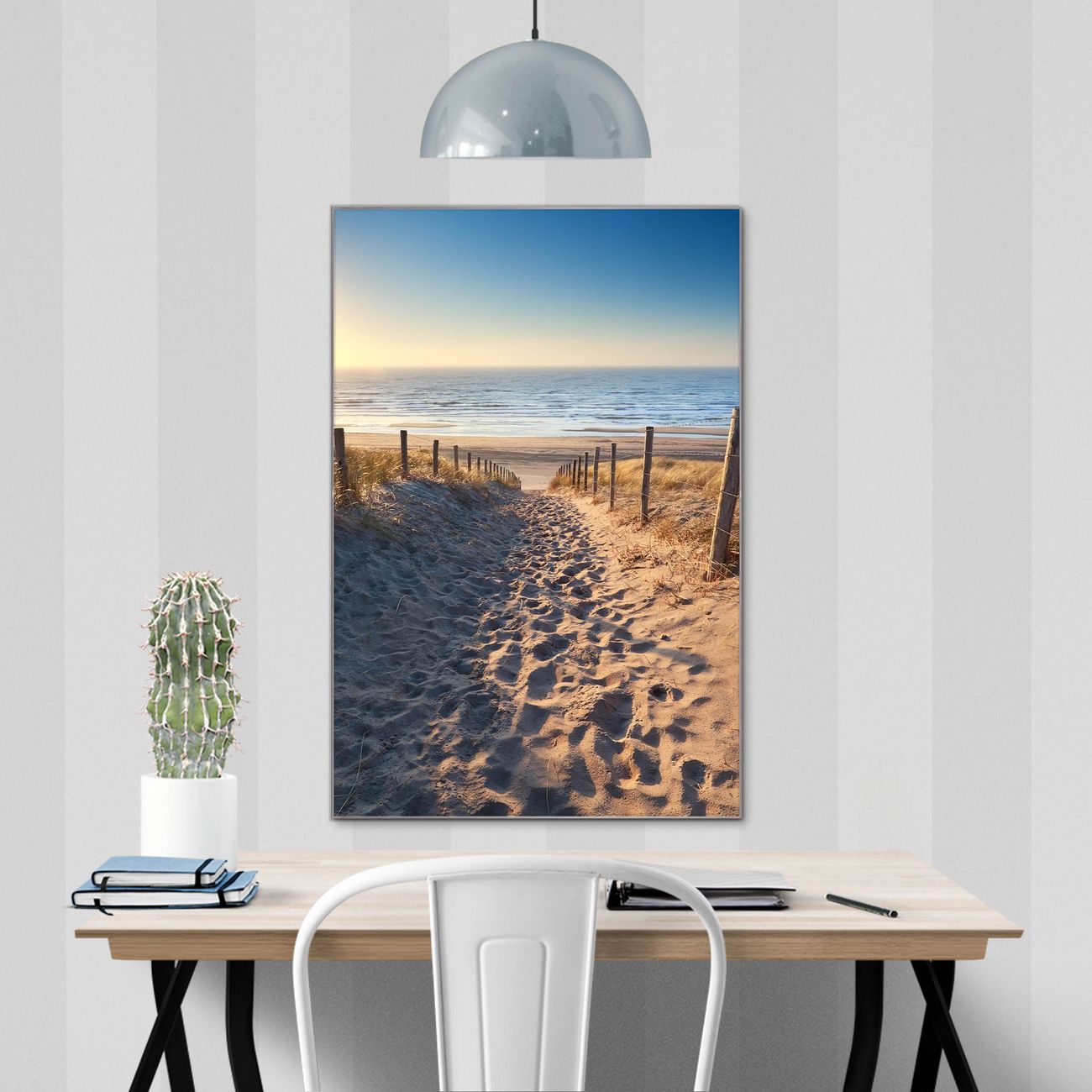banjado Glas Magnettafel Motiv Nordseestrand 60 x 90 cm rahmenlos & hochwertig, Hochformat, magnetisch & beschreibbar, 4mm starkes ESG Glas