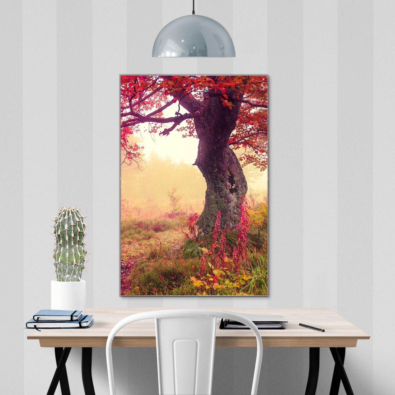 banjado Glas Magnettafel Motiv Lichtung Im Herbst 40 x 60 cm rahmenlos & hochwertig, Hochformat, magnetisch & beschreibbar, 4mm starkes ESG Glas