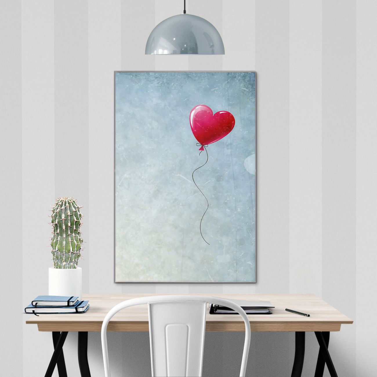 banjado Glas Magnettafel Motiv Herzballon 40 x 60 cm rahmenlos & hochwertig, Hochformat, magnetisch & beschreibbar, 4mm starkes ESG Glas