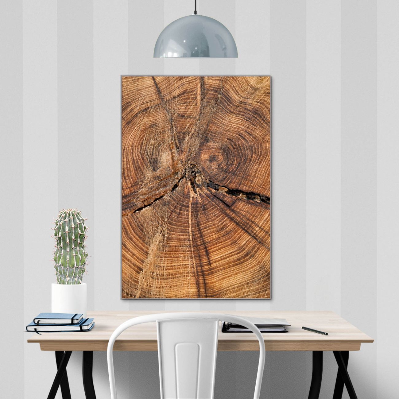 banjado Glas Magnettafel Motiv Jahresringe 40 x 60 cm rahmenlos & hochwertig, Hochformat, magnetisch & beschreibbar, 4mm starkes ESG Glas
