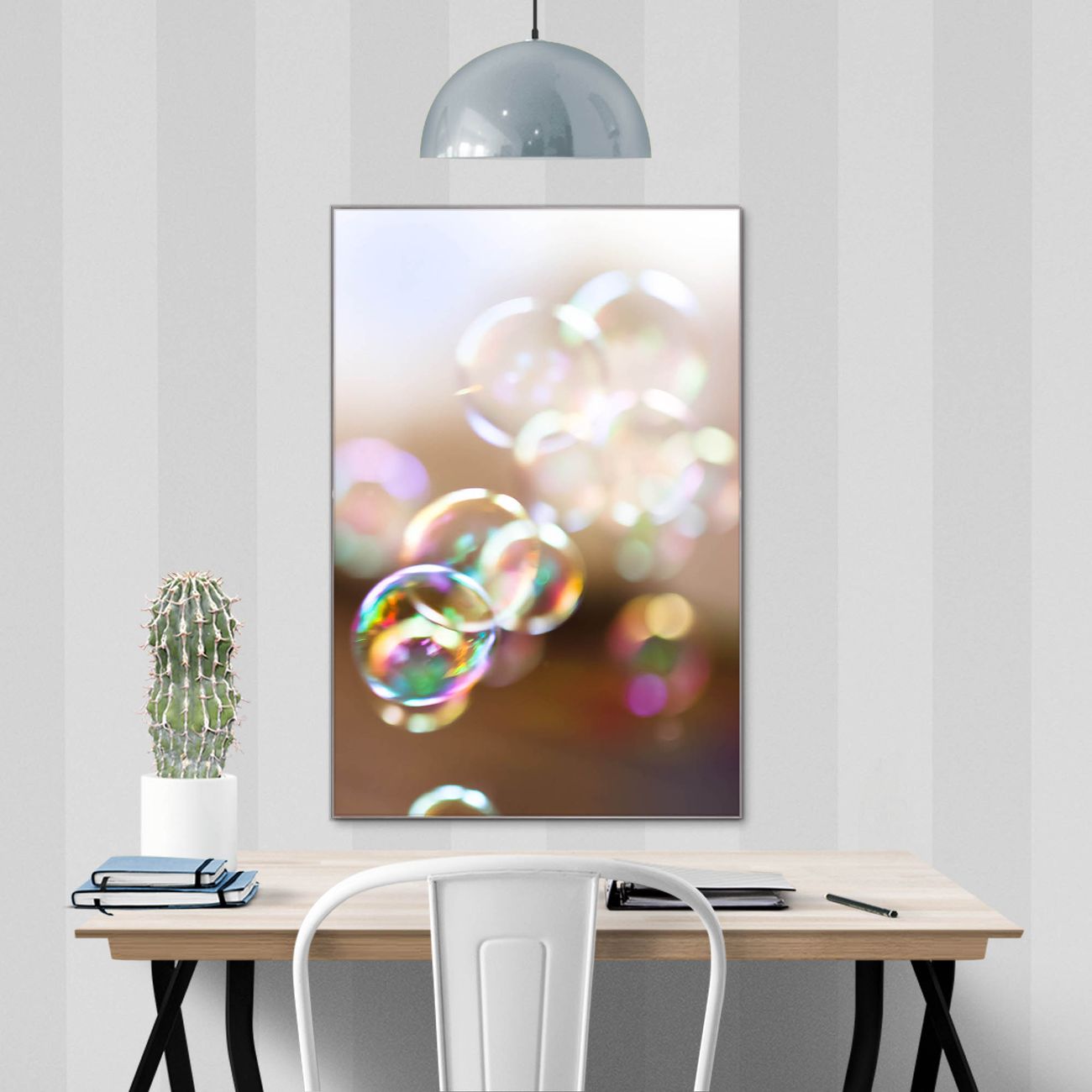 banjado Glas Magnettafel Motiv Seifenblasen 80 x 120 cm rahmenlos & hochwertig, Hochformat, magnetisch & beschreibbar, 4mm starkes ESG Glas