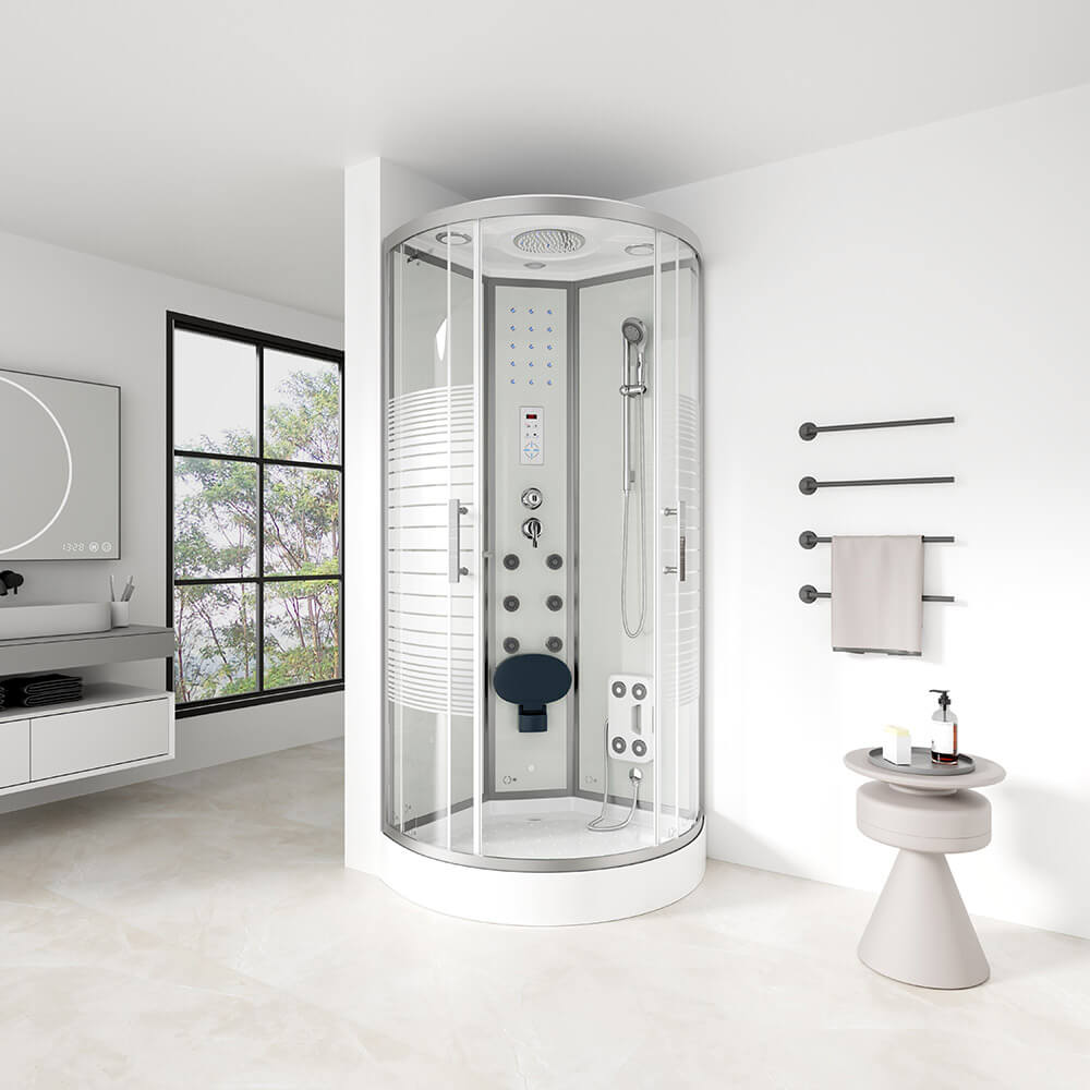 Duschkabine mit Wasserfall und Rückenmassage WHITE PEARL - 100 x 100 cm