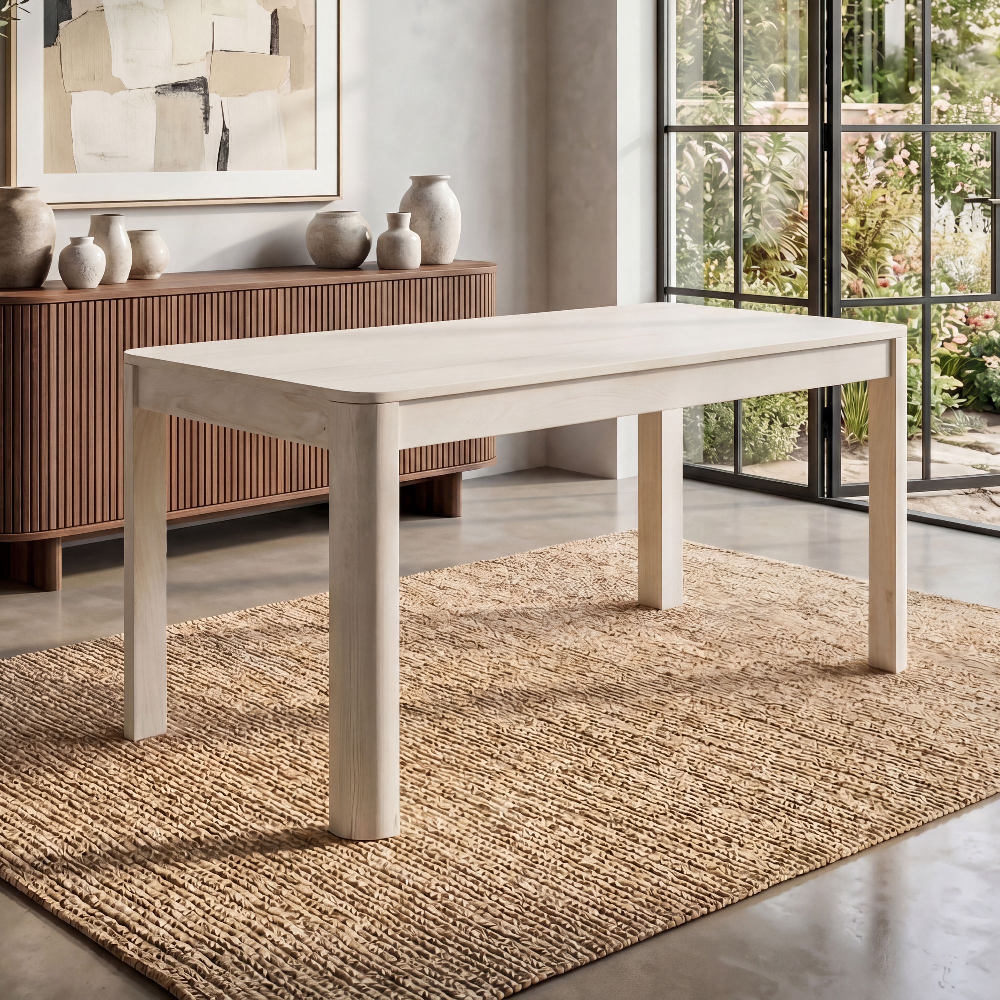 FineBuy Esstisch Massivholz Mango 120x60 cm White Wash - Rechteckiger Esszimmertisch Holz - Küchentisch modern für 4 bis 6 Personen - Stabiler Holztisch - Tisch für Esszimmer Bistrotisch Handmade