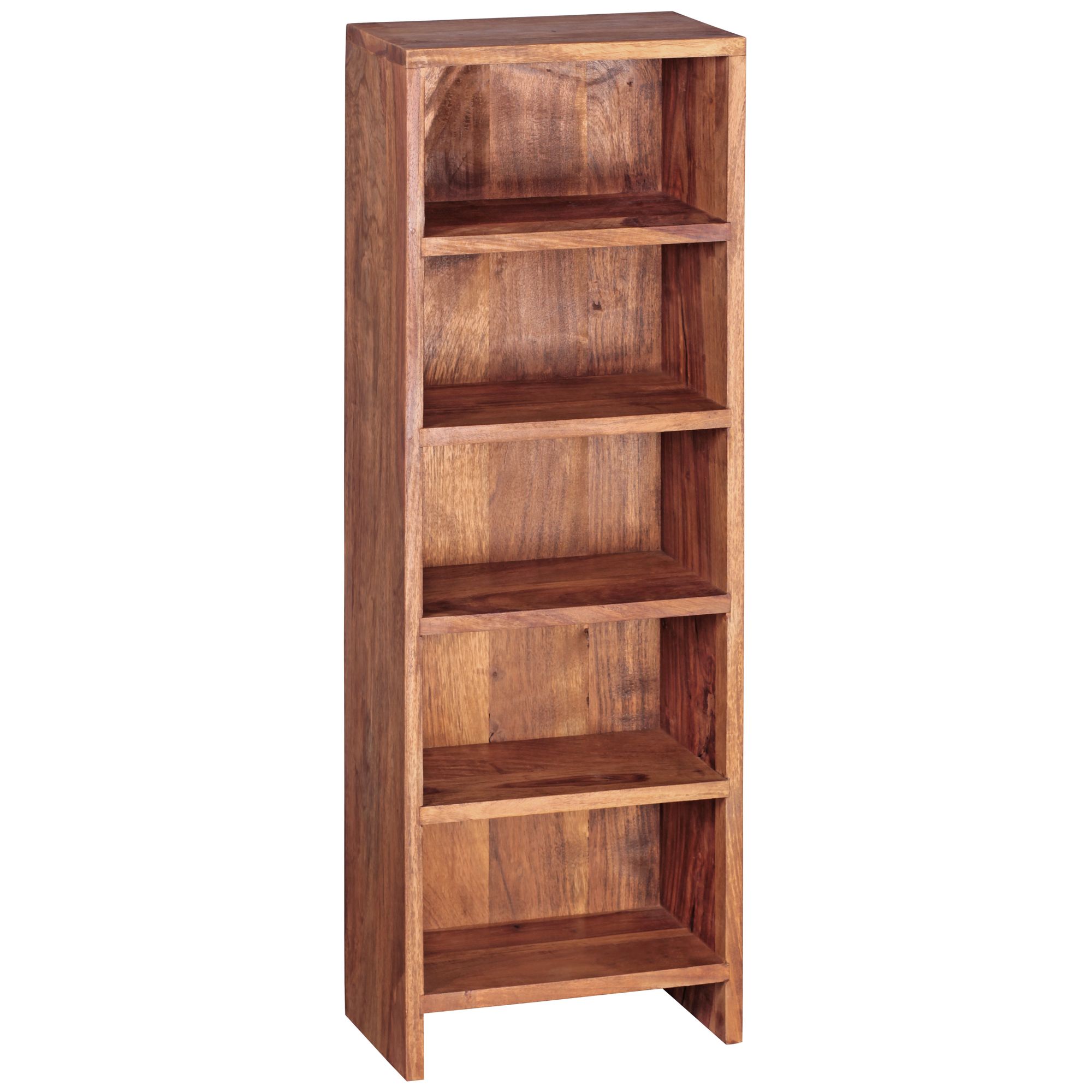 FineBuy CD Regal Massivholz Standregal 90 cm hoch CD-Aufbewahrung 5 Fächer Bücherregal Natur Landhaus-Stil