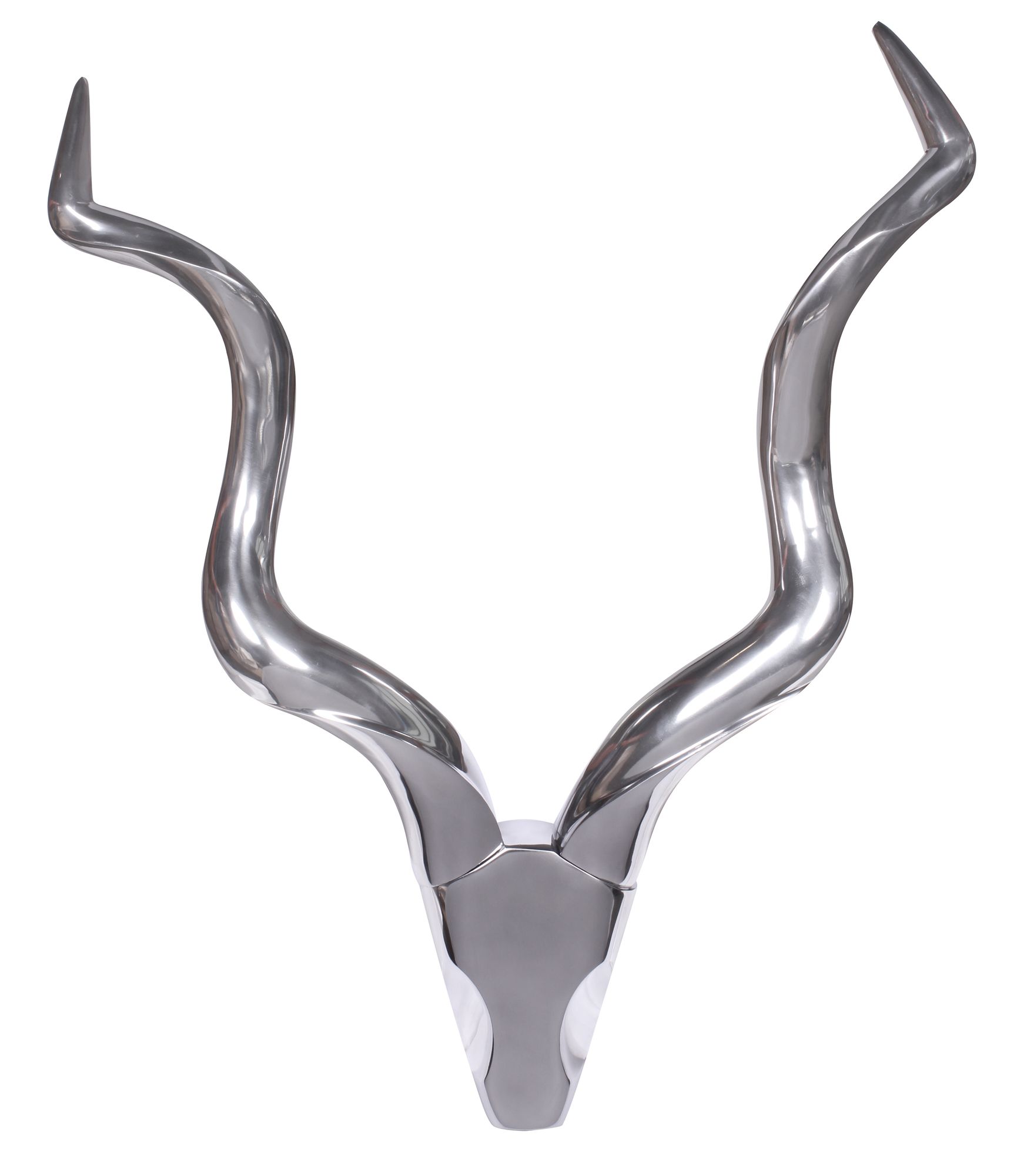 FineBuy Deko Hirschgeweih Aluminium Wanddeko Landhausstil Silber Metall modern, Design Hirschkopf Landhaus Geweih Wand, Wohndeko Hirsch außen, Wandschmuck