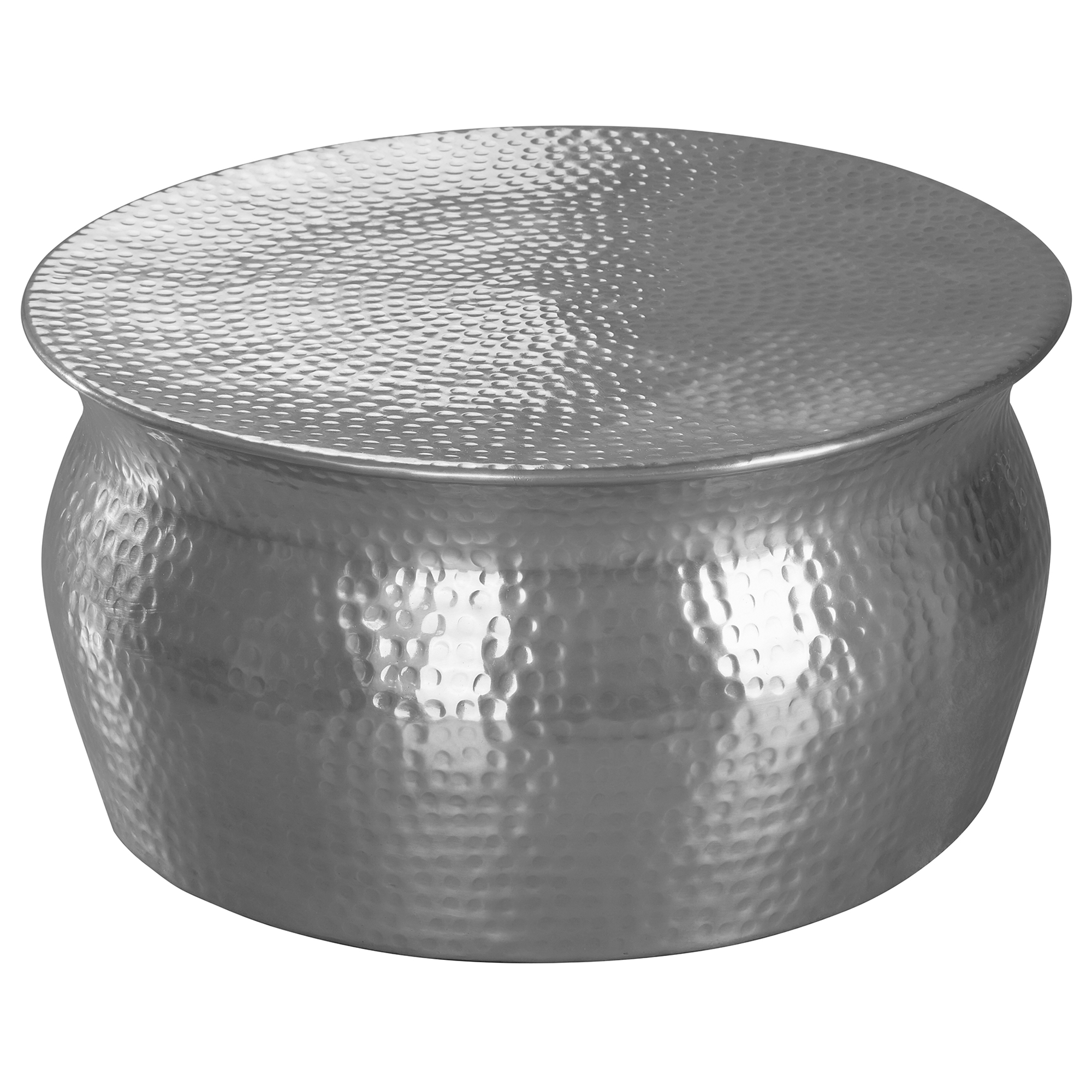 FineBuy Couchtisch rund 60 cm Metall - Design Aluminium Wohnzimmertisch handgefertigt - Orientalischer Alu Beistelltisch Wohnzimmer Tisch Hammerschlag