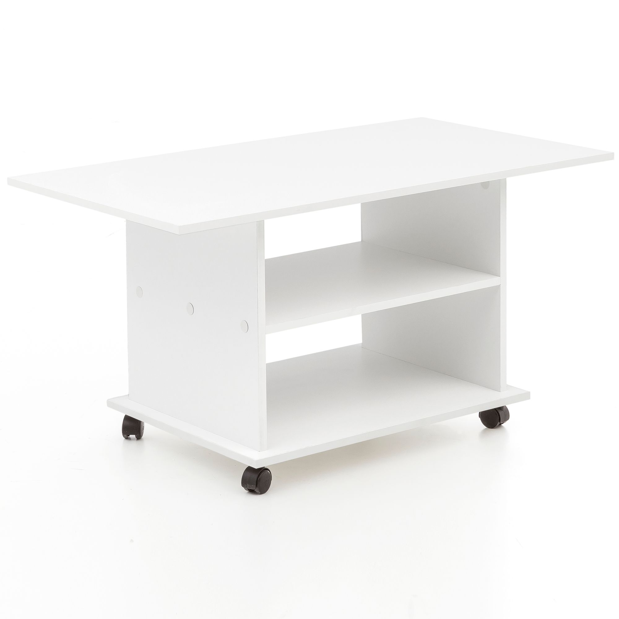 FineBuy Design Couchtisch 95 x 51 x 54,5 cm Drehbar mit Rollen, Wohnzimmertisch Coffee Table, Sofatisch Loungetisch Holz, Kaffeetisch mit Stauraum