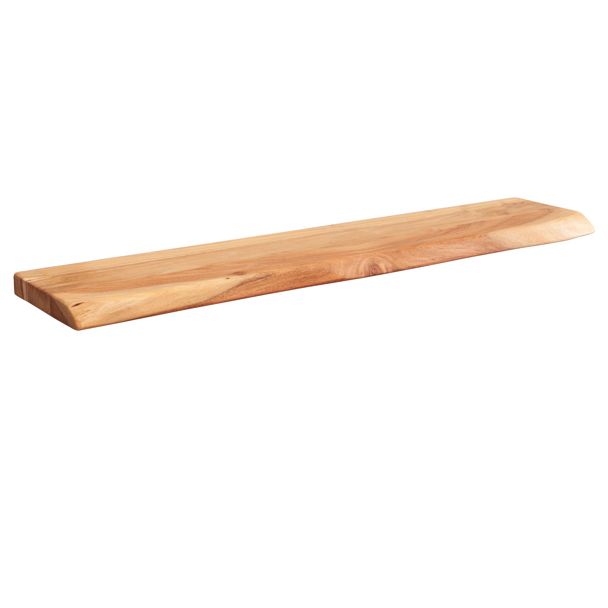 FineBuy Wandregal mit Baumkante Akazie Massivholz, Design Schweberegal Wandboard Massiv, Regal Holz Natur, Landhausstil Hängeregal