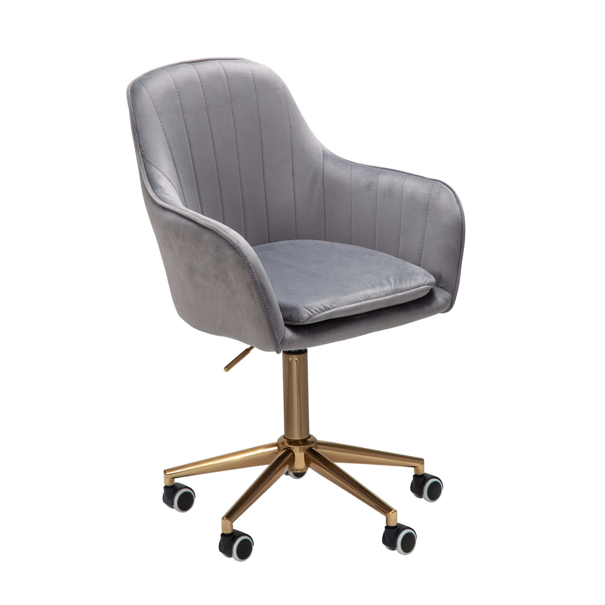 FineBuy Design Schreibtischstuhl mit Rollen - Samt Bezug gepolstert | Bürostuhl höhenverstellbar & drehbar | Sessel Drehstuhl
