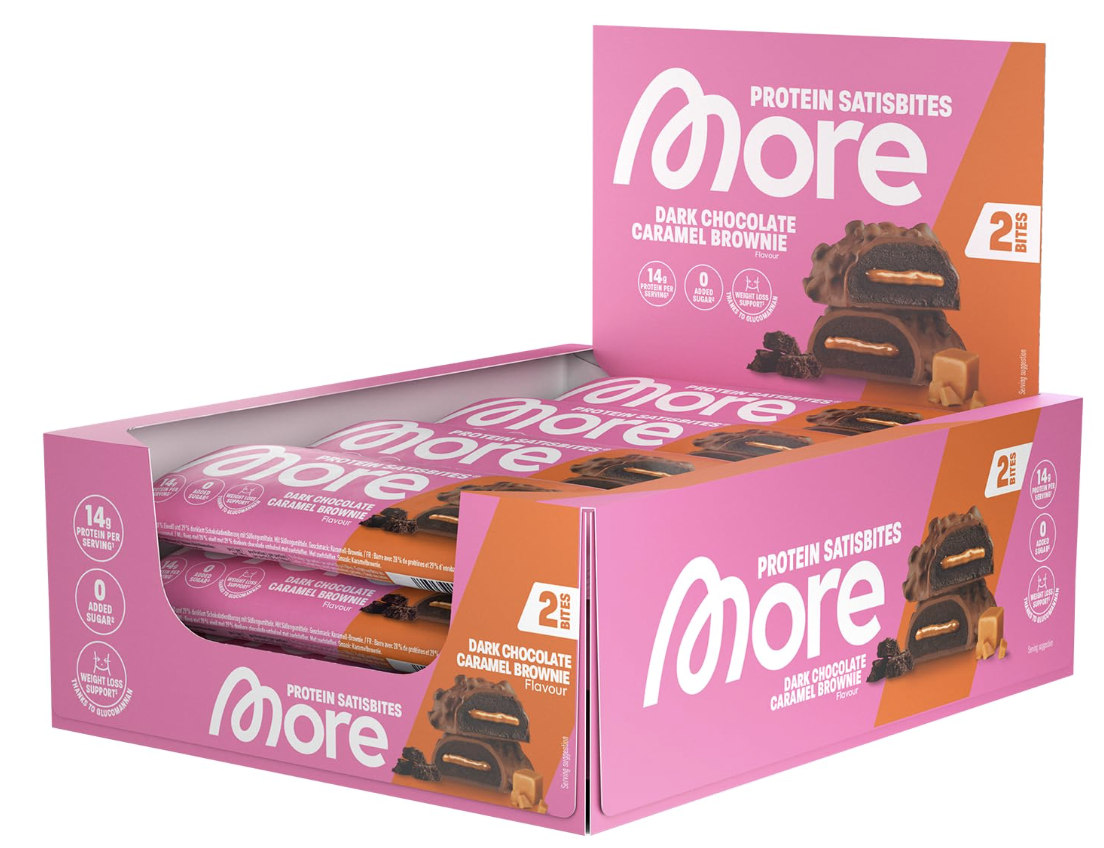 MHD Protein Satisbites (12x50g), More Nutrition - Geschmack: Dark Chocolate Caramel Brownie MHD 17.08.26