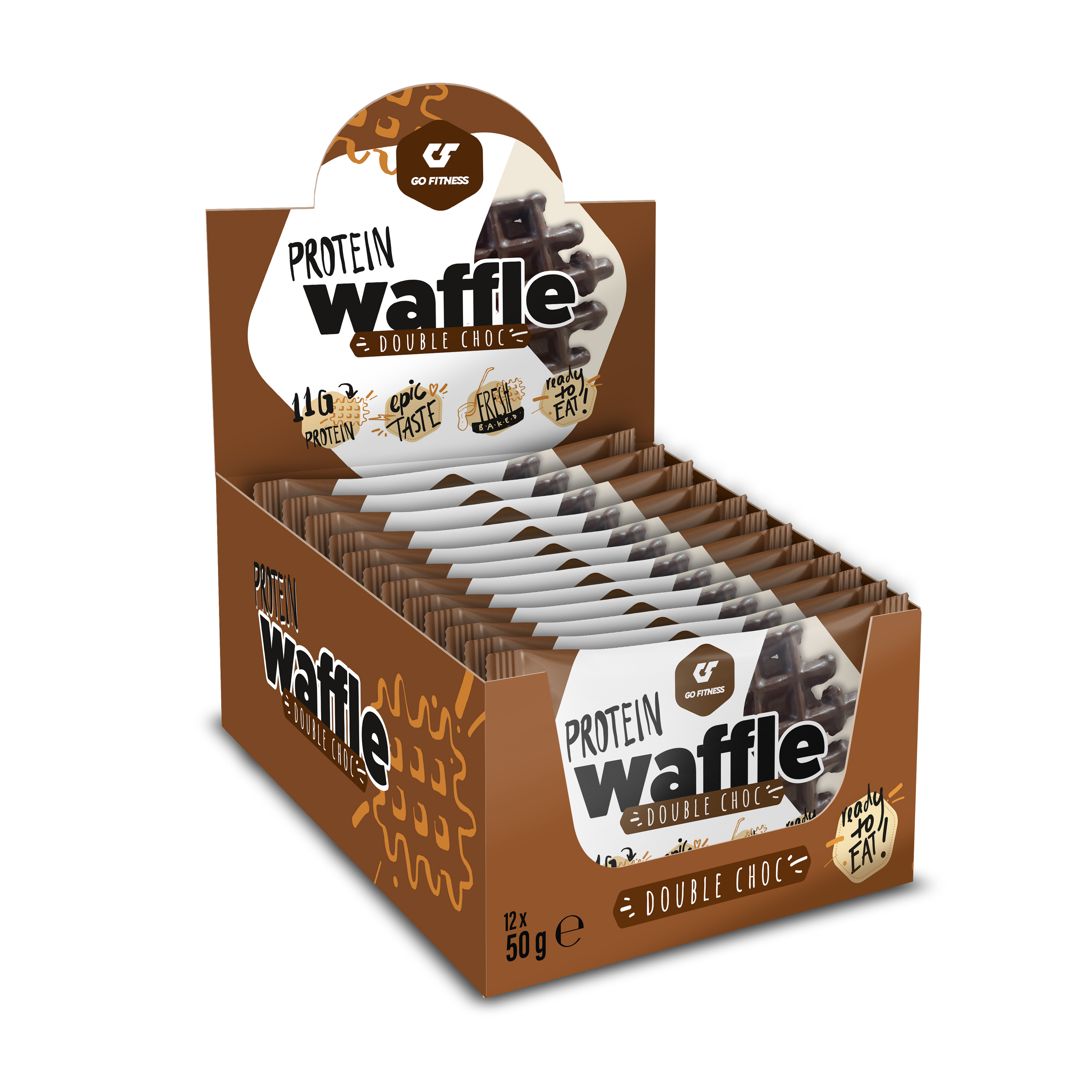 Protein Waffel Box (12x50g), GoFitness - MHD 19.07.26