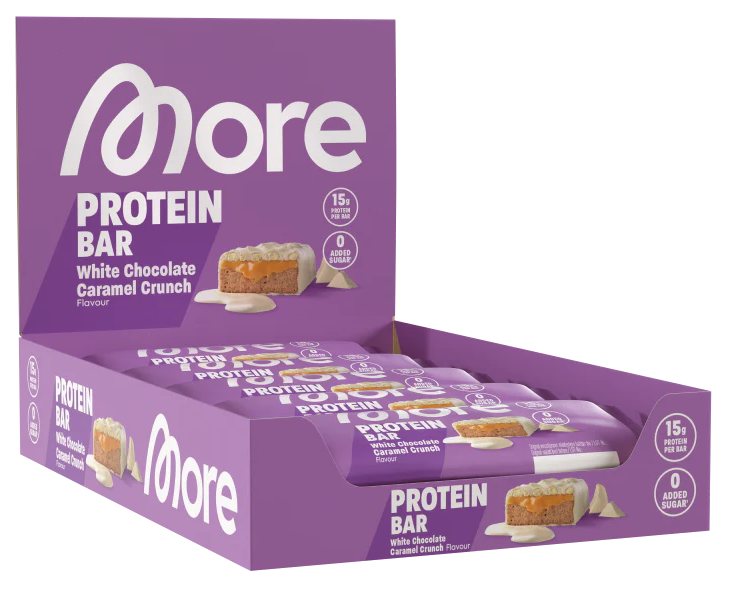 MHD More Protein Bar Box (10x50g), More Nutrition - Geschmack: White Chocolate Caramel Crunch MHD 04.10.26