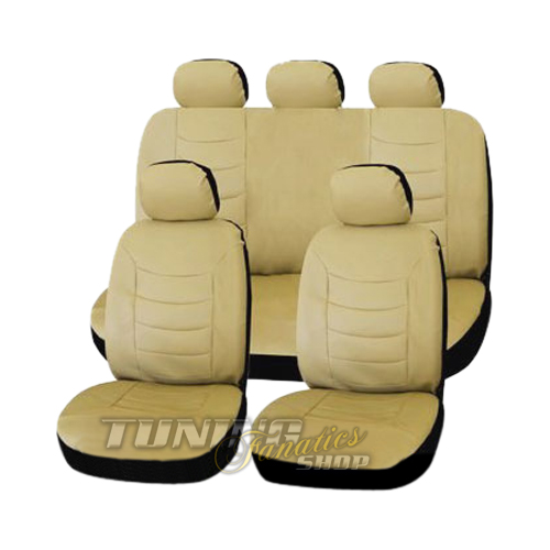 Premium Kunstleder Sitzbezug Auto Sitzbezüge Bezug Beige für viele Fahrzeuge