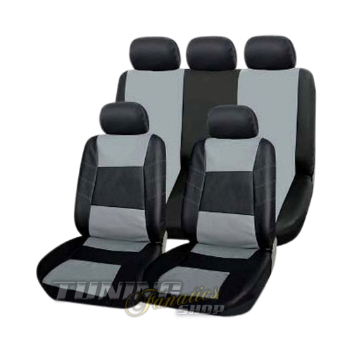 PREMIUM Kunstleder Sitzbezug Auto Bezug Sitz Schwarz-Grau für viele Fahrzeuge