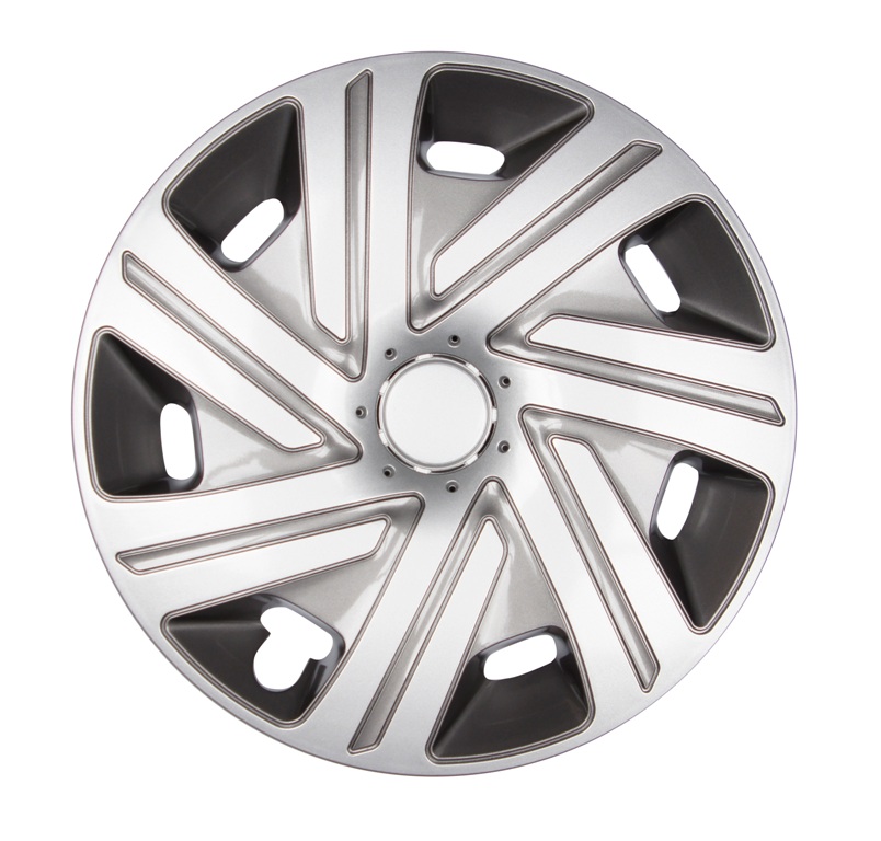 4x PREMIUM DESIGN Radkappen Radzierblenden 'Cyrkon' 16 ZOLL #45 Silber / Grau