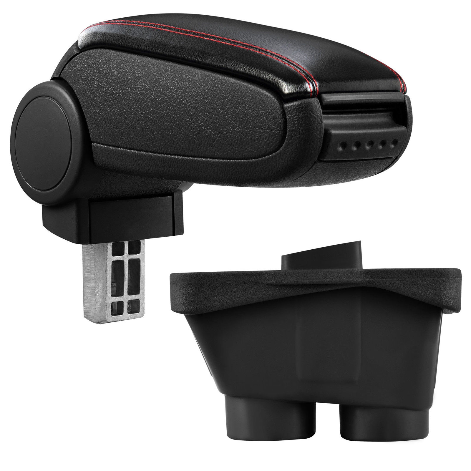 Armlehne Mittelarmlehne Leder Bezug Schwarz / Rot für Peugeot 208 ab 2012-
