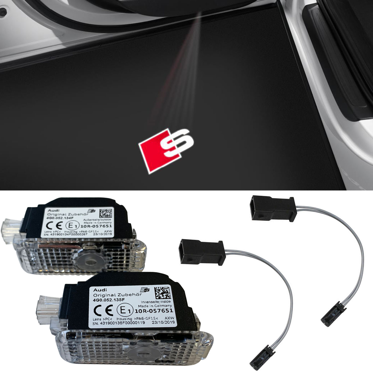 Original Audi 'S' Sport LED Einstiegsbeleuchtung Tür Logo Adapter für viele Audi