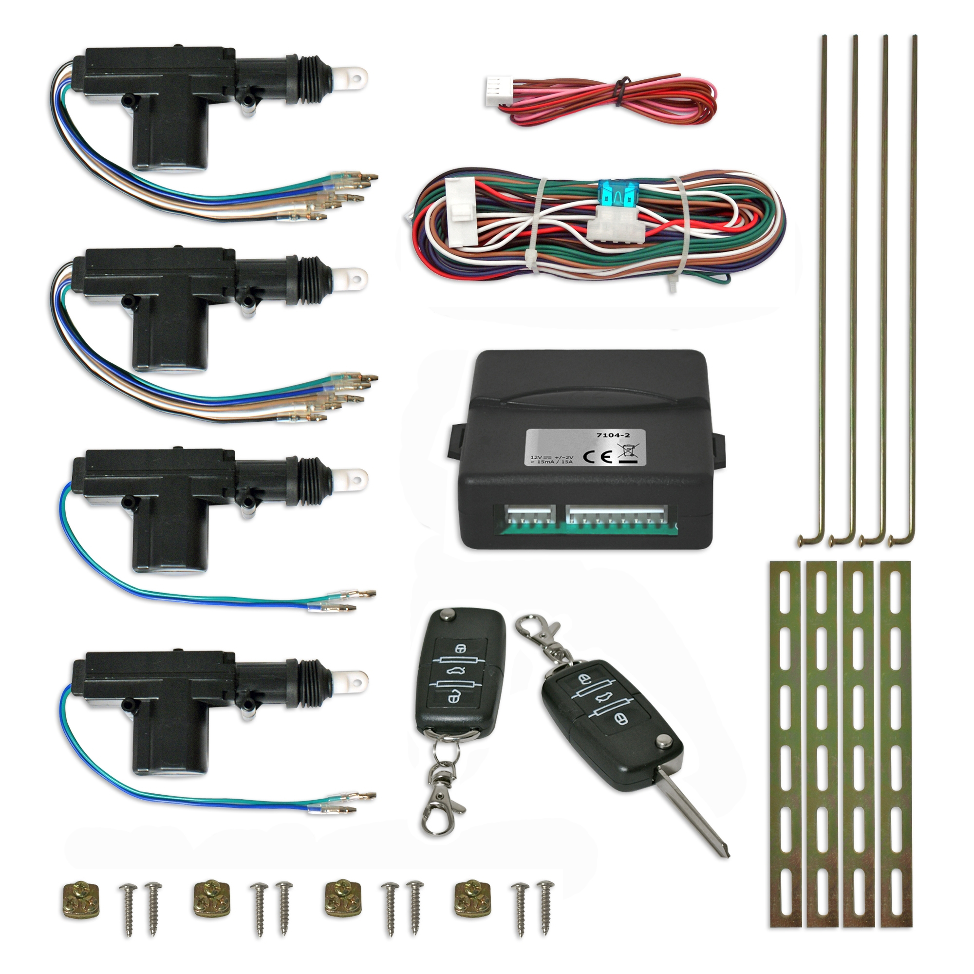 Universal Zentralverriegelung SET zur Nachrüstung inkl. 2x Funkfernbedienung 4x Pumpe