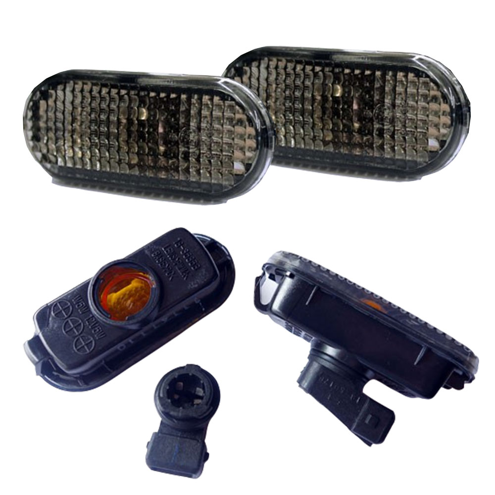 2x Premium Seitenblinker Blinker in Schwarz / Smoke inklusive Fassung für Ford Focus II C-Max Fusion Galaxy Fiesta